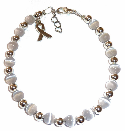 Grey (Brain cancer) Packaged Cancer Awareness Bracelet 6mm