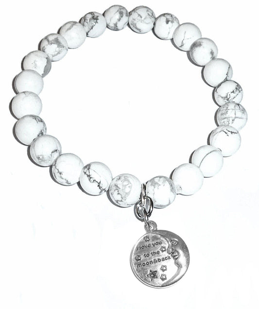 Love You To The Moon Howlite Bracelet - Love You To The Moon And Back