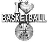 Pewter Silver Tone charm - I Love Basketball