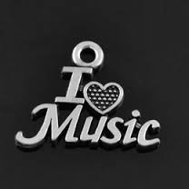 Pewter Silver Tone charm - I love music