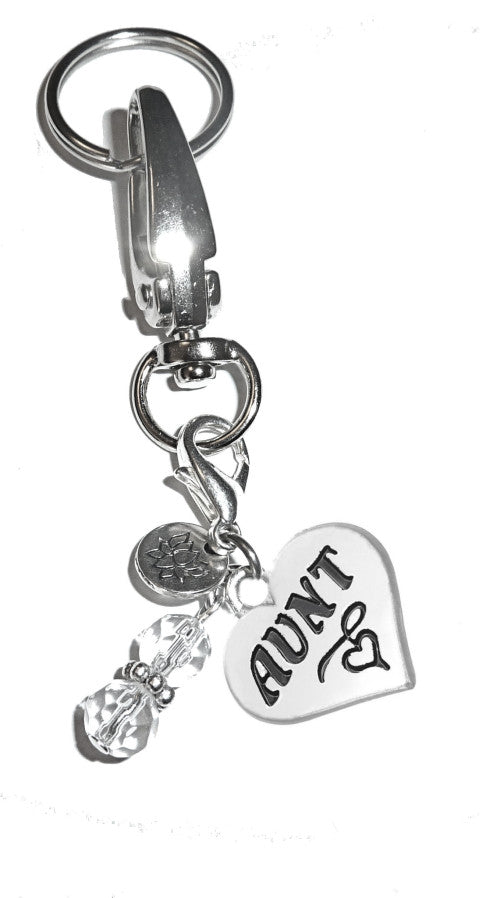 (Aunt) Charm Key Chain Ring, Women's Purse or Necklace Charm, Comes in a Gift Box!