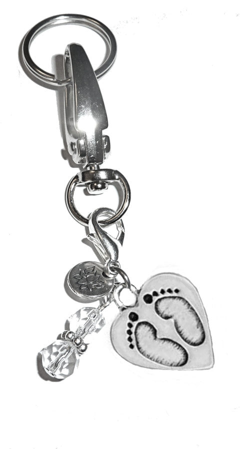 (Baby Feet) Charm Key Chain Ring, Women's Purse or Necklace Charm, Comes in a Gift Box!