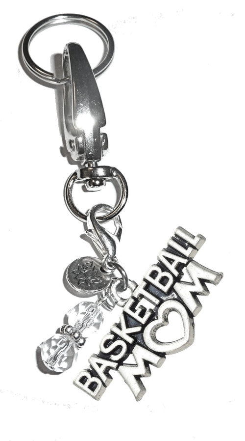 (Basketball Mom) Charm Key Chain Ring, Women's Purse or Necklace Charm, Comes in a Gift Box!