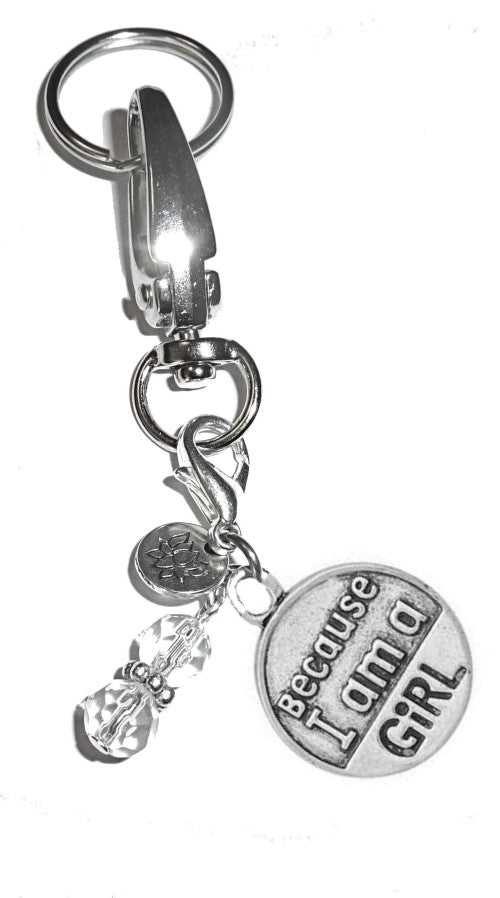 (Because I am a Girl) Charm Key Chain Ring, Women's Purse or Necklace Charm, Comes in a Gift Box!