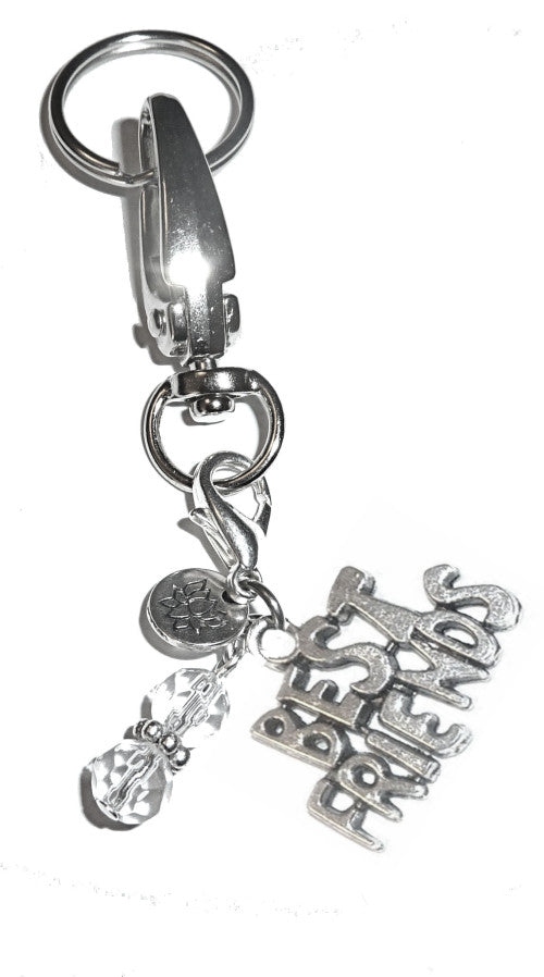 (Best Friends) Charm Key Chain Ring, Women's Purse or Necklace Charm, Comes in a Gift Box!