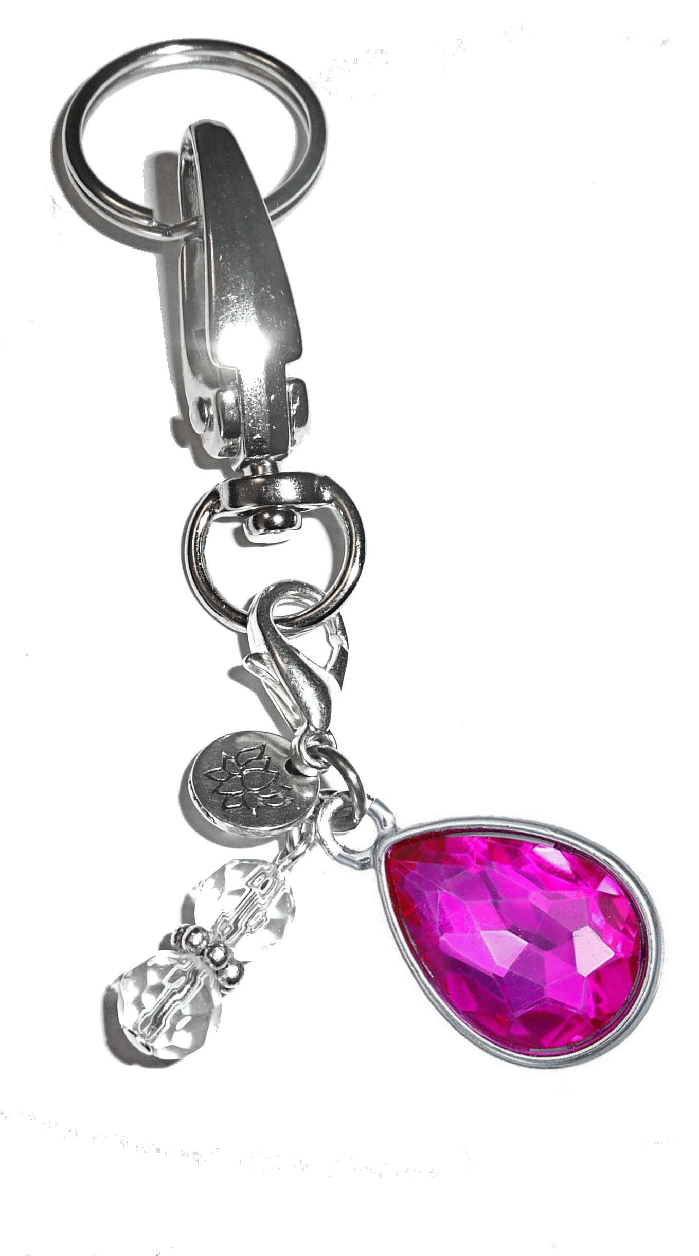 (October) Birthstone Charm Key Chain Ring, Women's Purse or Necklace Charm, Comes in a Gift Box!