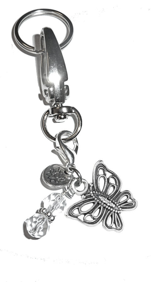(Butterfly) Charm Key Chain Ring, Women's Purse or Necklace Charm, Comes in a Gift Box!
