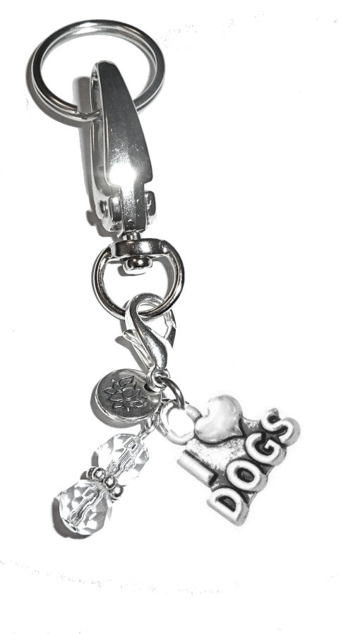 (I Love Dogs) Charm Key Chain Ring, Women's Purse or Necklace Charm, Comes in a Gift Box!