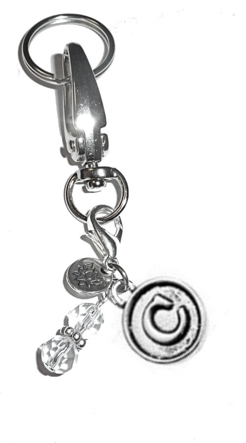 (C) Initial Charm Key Chain Ring, Women's Purse or Necklace Charm, Comes in a Gift Box!