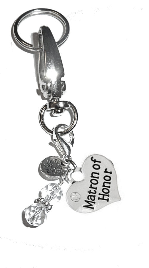 Matron of Honor - Charm Key Chain Ring, Women's Purse or Necklace Charm, Comes in a Gift Box!