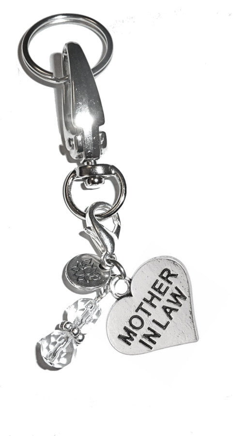 (Mother in Law) Charm Key Chain Ring, Women's Purse or Necklace Charm, Comes in a Gift Box!