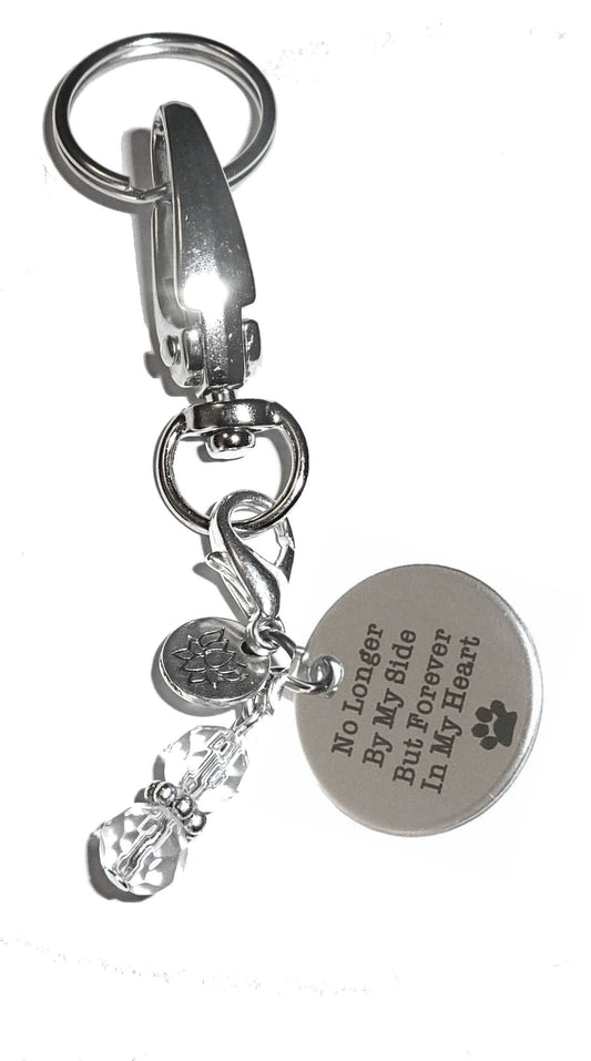 No longer by my side, but forever in my heart.  Keychain Charm - Women's Purse or Necklace Charm - Comes in a Gift Box!