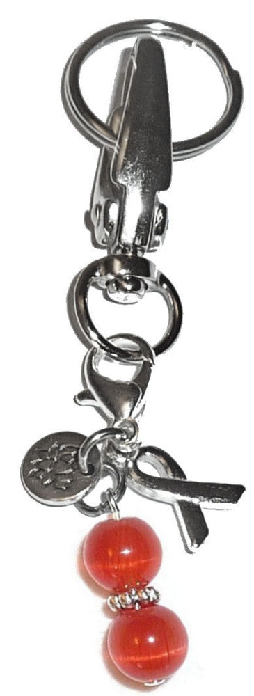 (Orange (Leukemia)) Charm Key Chain Ring, Women's Purse or Necklace Charm, Comes in a Gift Box!
