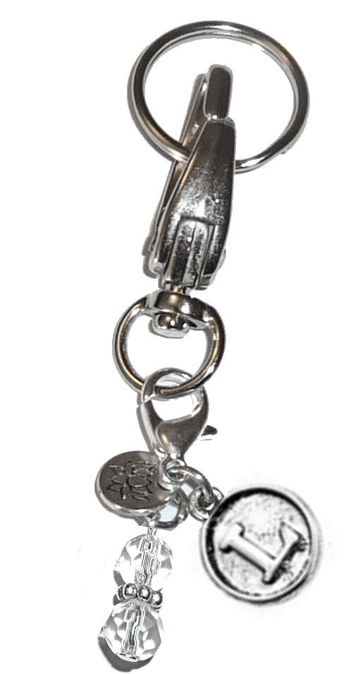 (L) Initial Charm Key Chain Ring, Women's Purse or Necklace Charm, Comes in a Gift Box!