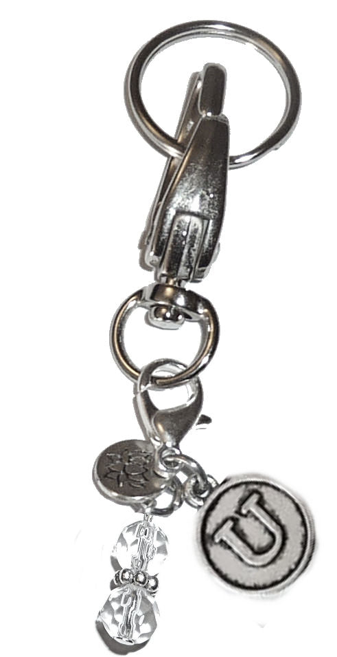 (U) Initial Charm Key Chain Ring, Women's Purse or Necklace Charm, Comes in a Gift Box!