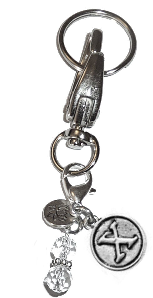 (X) Initial Charm Key Chain Ring, Women's Purse or Necklace Charm, Comes in a Gift Box!