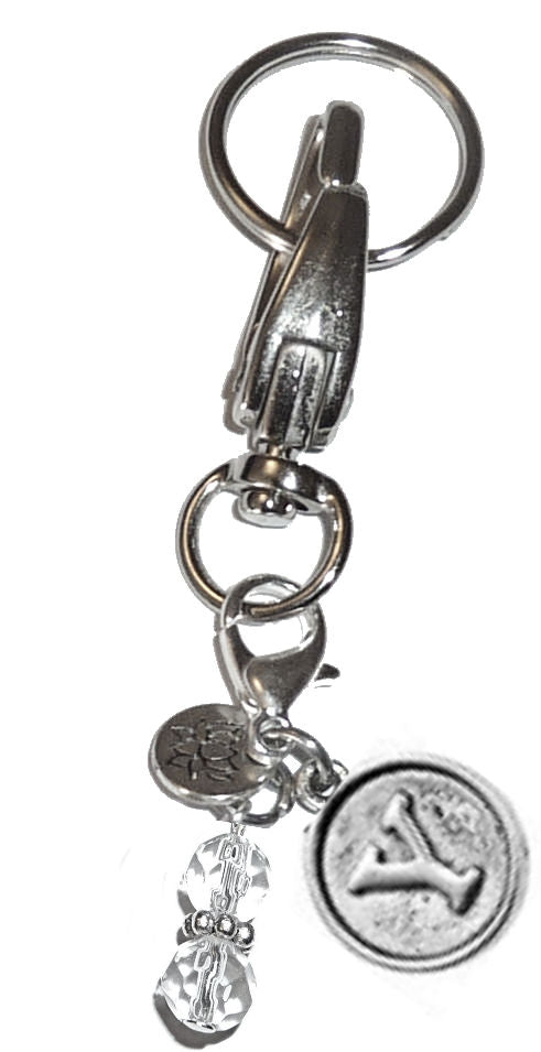 (Y) Initial Charm Key Chain Ring, Women's Purse or Necklace Charm, Comes in a Gift Box!