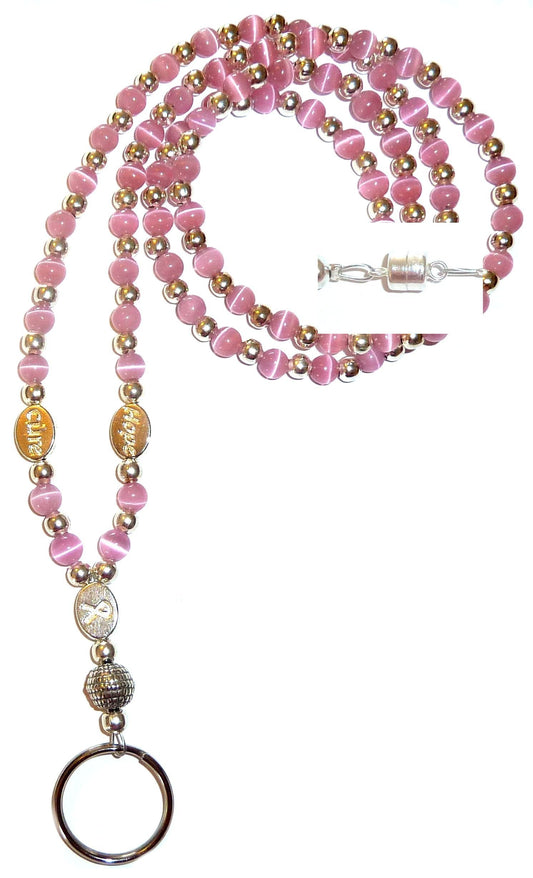 Cancer Awareness Lanyard Pink Breast Cancer with Magnetic clasp