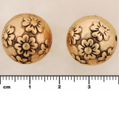 (MP G25) Metalized Plastic Beads - Embossed Flower 16mm GOLD