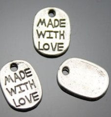 Antiqued Silver Charm - Made with Love