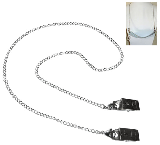 Face Mask Chain Necklace Holder, Made in USA, Decorative Fashion Leash, Lanyard, Holds Your Face Mask Around Your Neck 25" Long - Plain Chain Stainless Steel