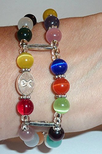 Double Cancer Beaded Medical Alert Replacement Bracelet - Stretchy