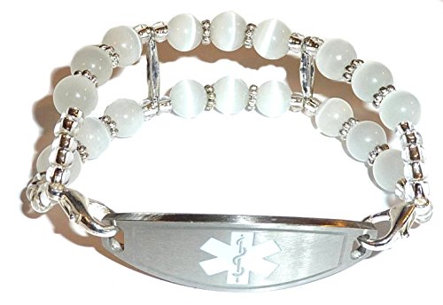 White Beaded Medical Alert Replacement Bracelet