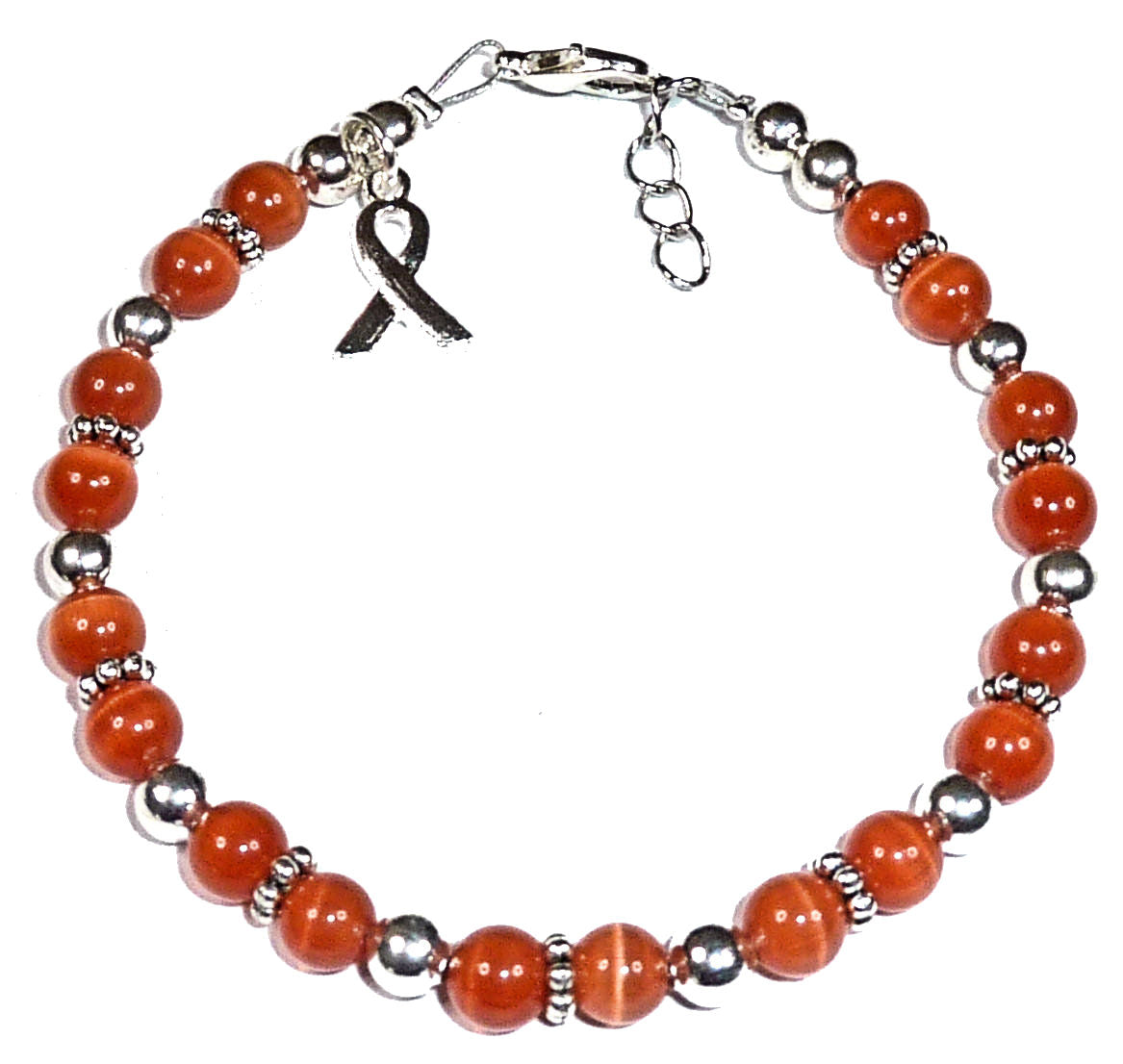 Orange (Leukemia) Packaged Cancer Awareness Bracelet 6mm