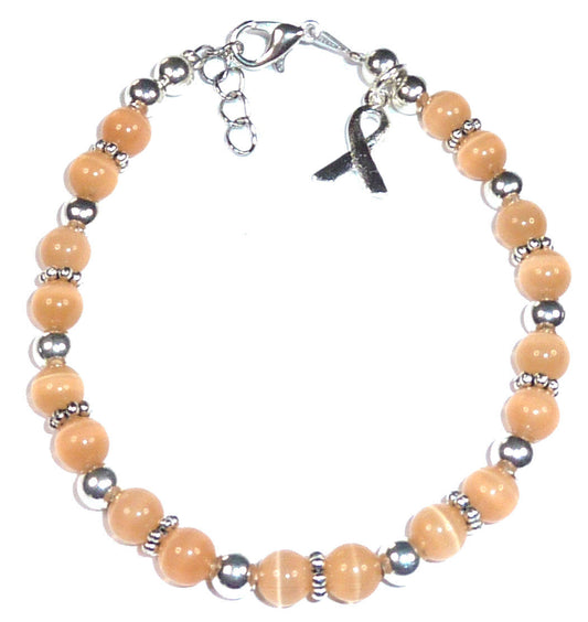 Peach (Uterine Cancer) Packaged Cancer Awareness Bracelet 6mm