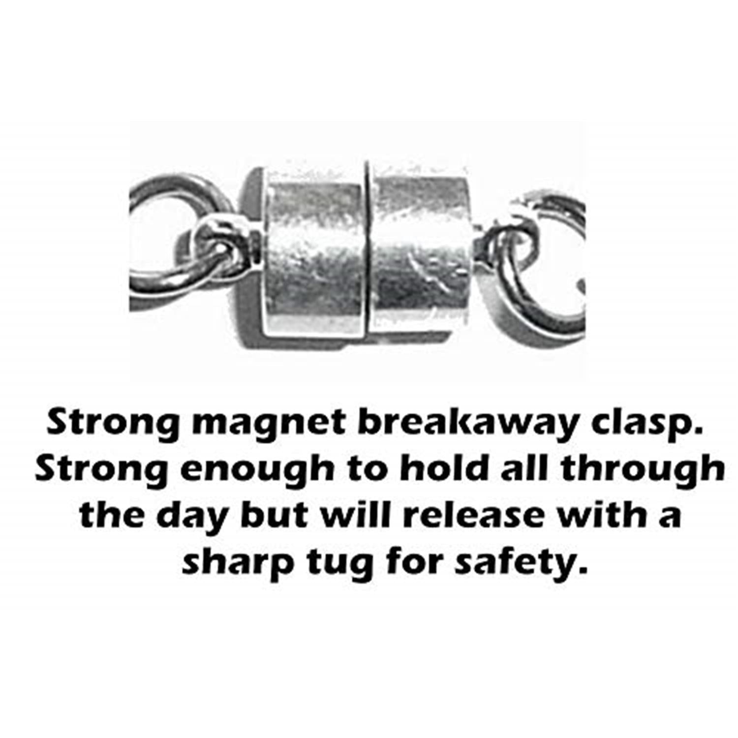 Plain Stainless Steel Chain Lanyard 34 Breakaway Magnetic Clasp Hidden Hollow Beads