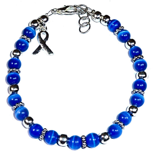 Royal Blue (Thyroid &amp; Prostate Cancer) Packaged Cancer Awareness Bracelet 6mm
