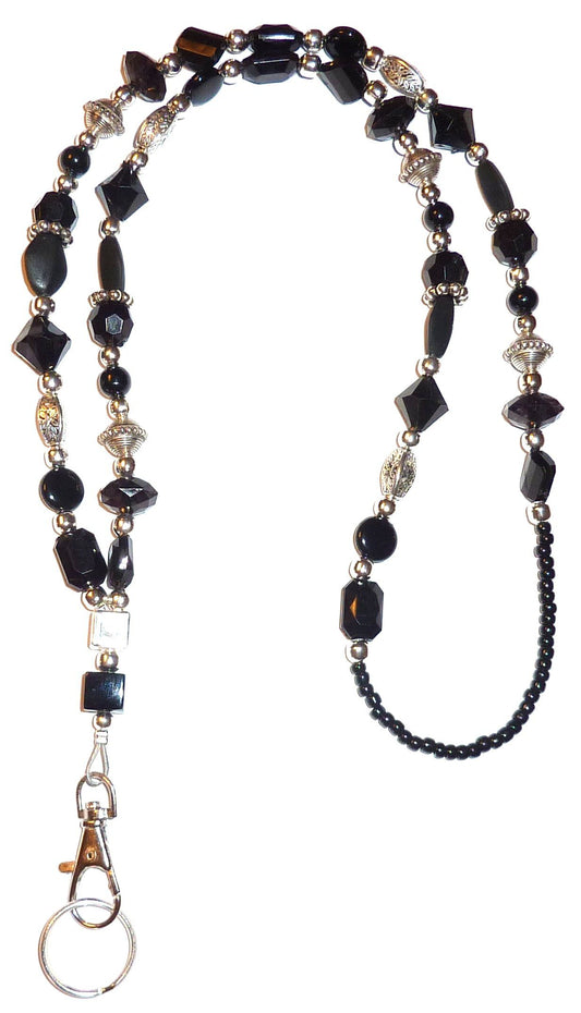 Slim Black Fashion Lanyard 34" NON Breakaway - Strong