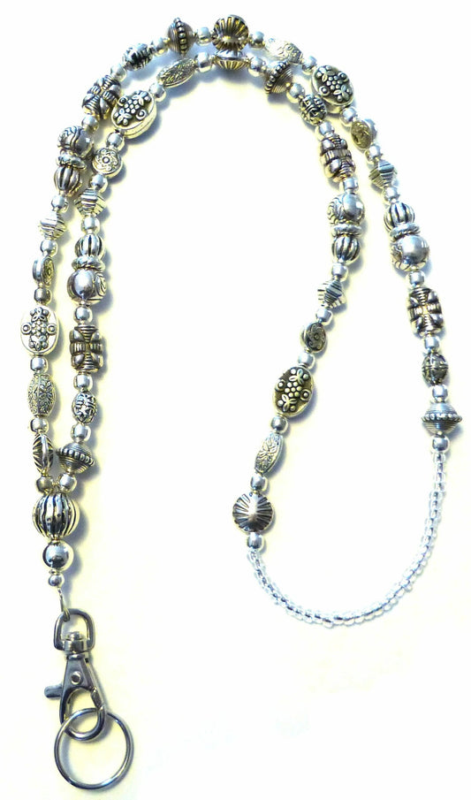 Slim Silver Fashion Lanyard 34" NON Breakaway - Strong