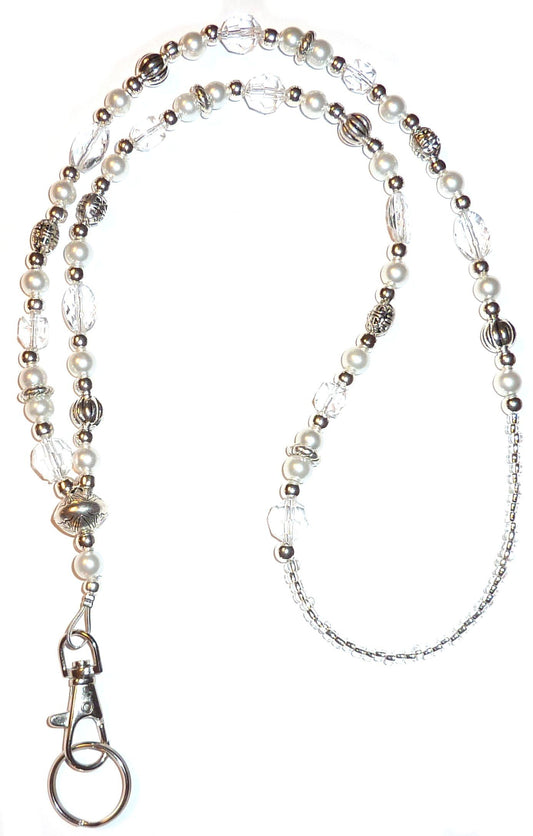 Slim White Fashion Lanyard 34" NON Breakaway - Strong