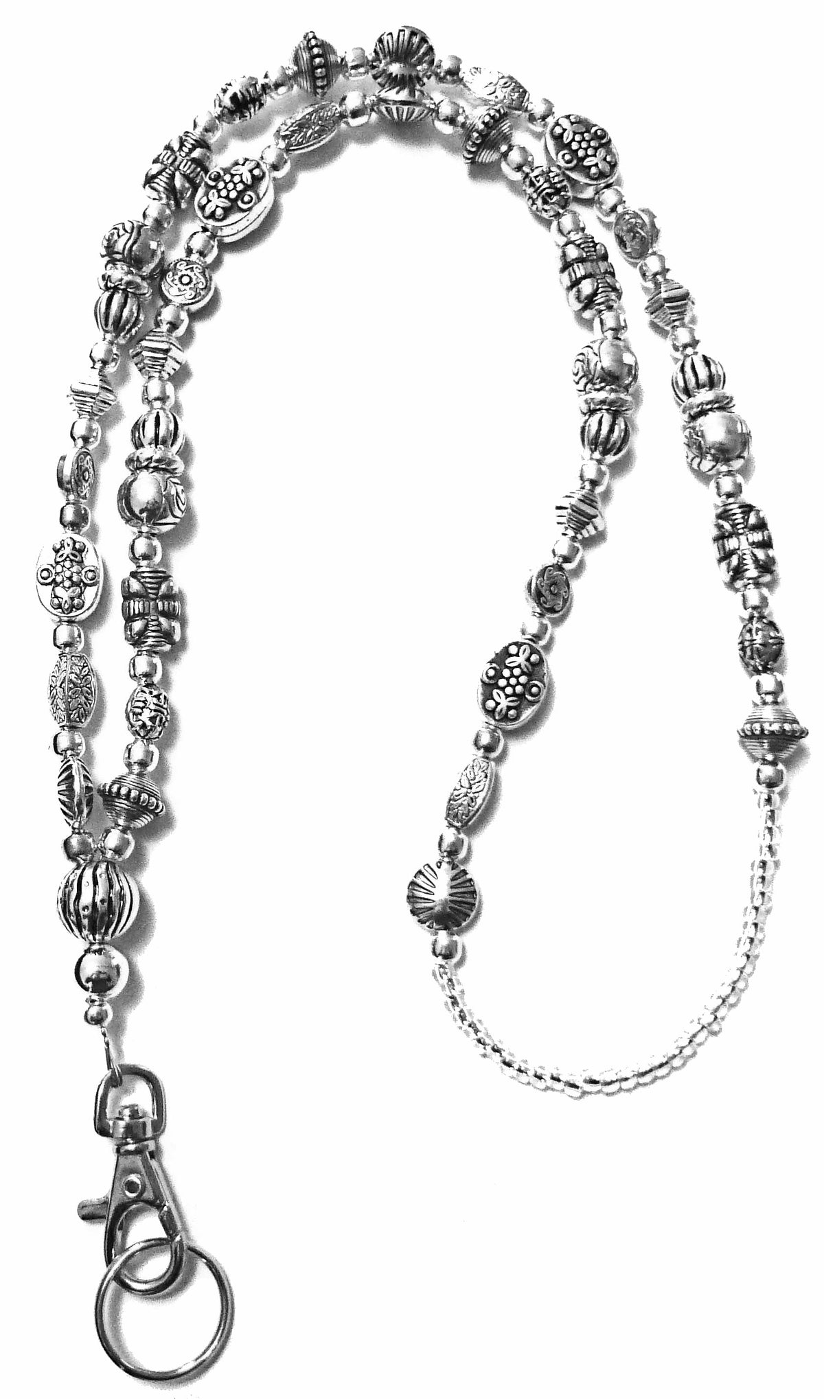 Slim Silver Fashion Lanyard 34" NON Breakaway - Strong