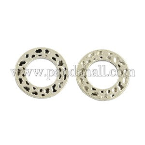 Hello Hammered Small disc - Brass Linking Rings, Silver, 15x1.5mm - 10 per pack