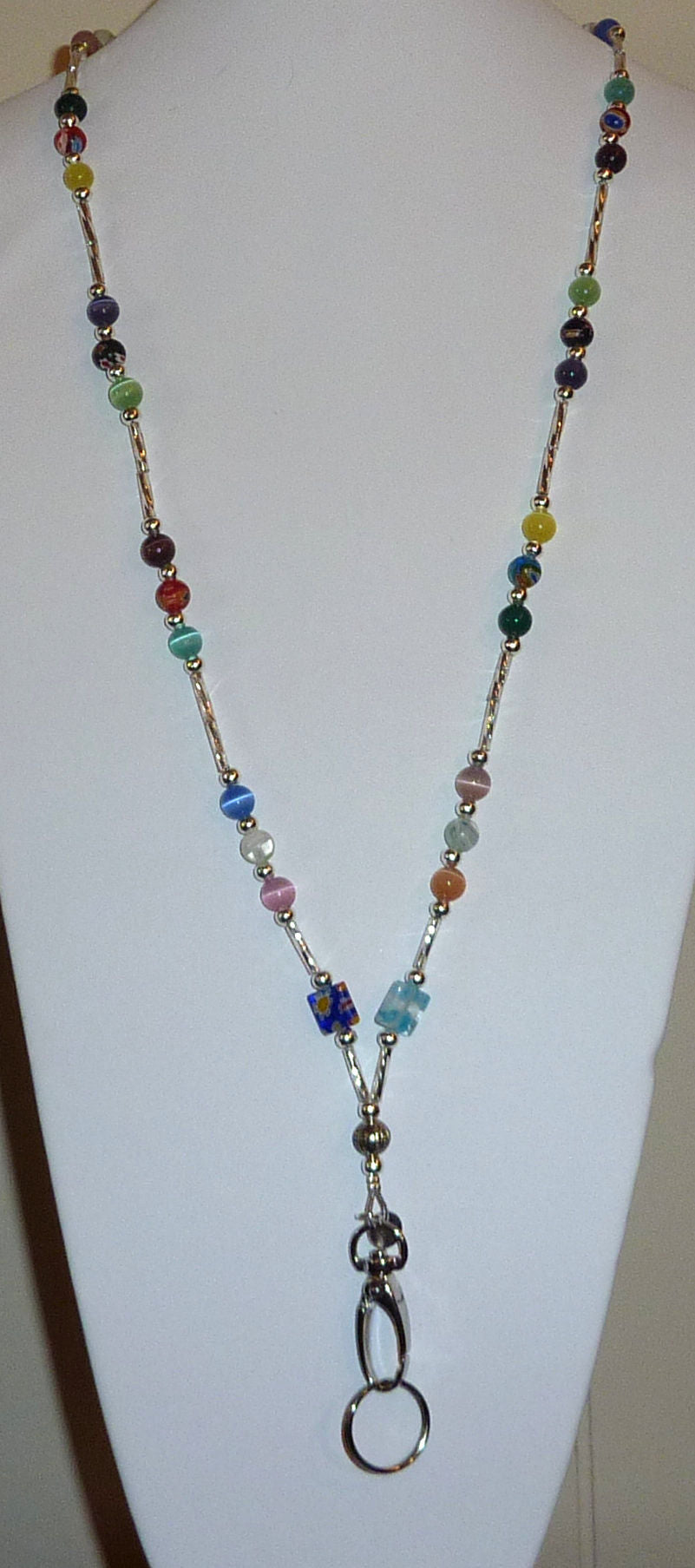 Non Breakaway - Super Slim Style Fashion Women's Beaded Lanyard 34", Made in USA, for Keys, Badge Holder