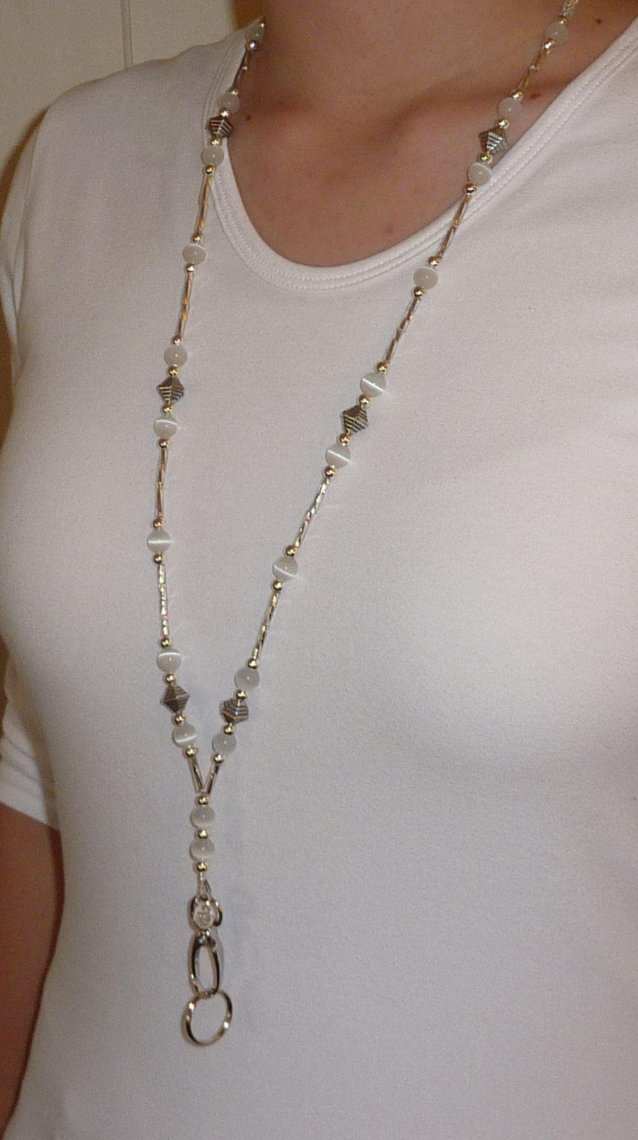Non Breakaway - Super Slim Style Fashion Women's Beaded Lanyard 34", Made in USA, for Keys, Badge Holder