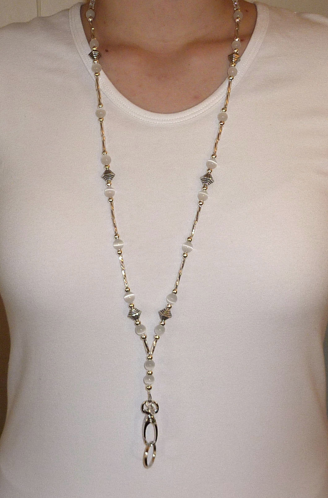 #223  Magnetic Breakaway Clasp - Super Slim Style Fashion Women's Beaded Lanyard 34", Made in USA, for Keys, Badge Holder