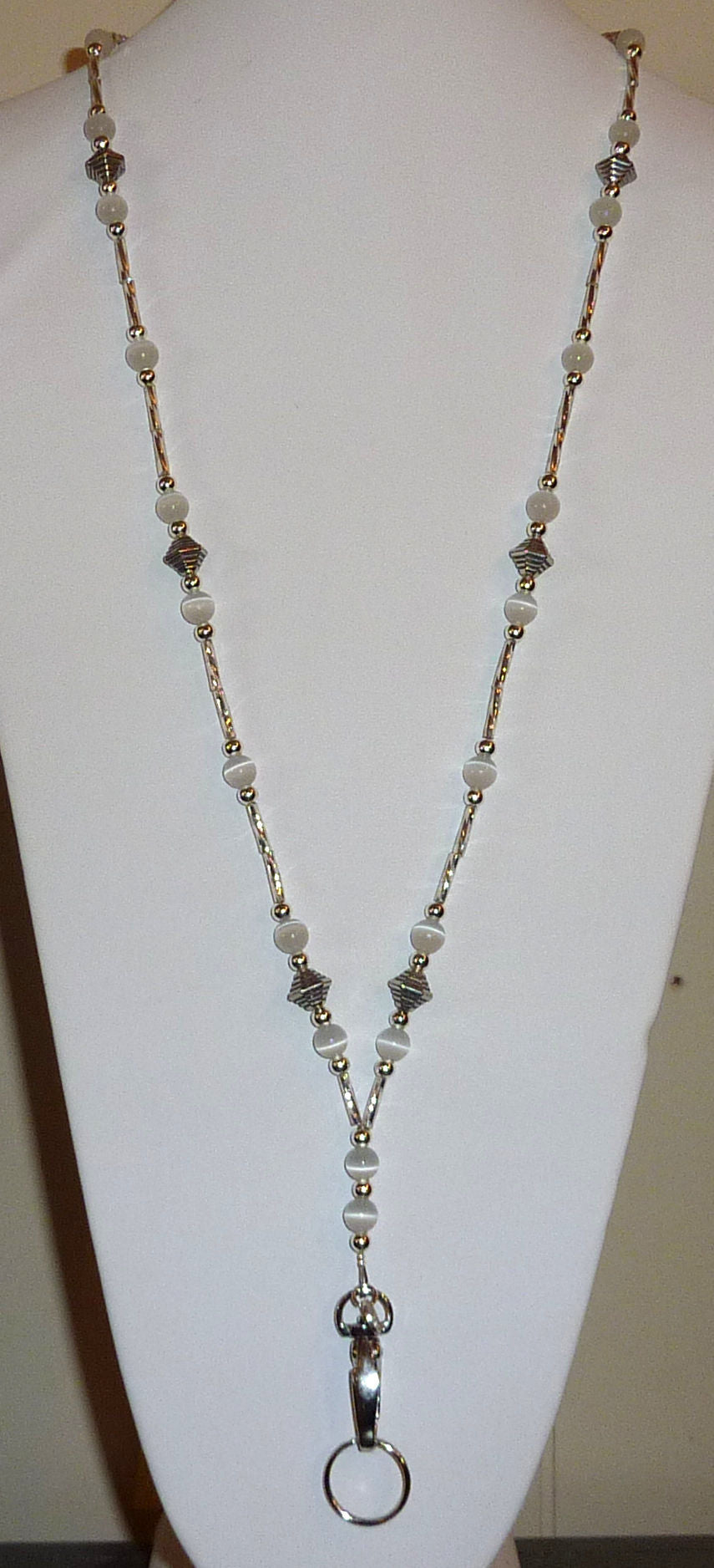 Non Breakaway - Super Slim Style Fashion Women's Beaded Lanyard 34", Made in USA, for Keys, Badge Holder