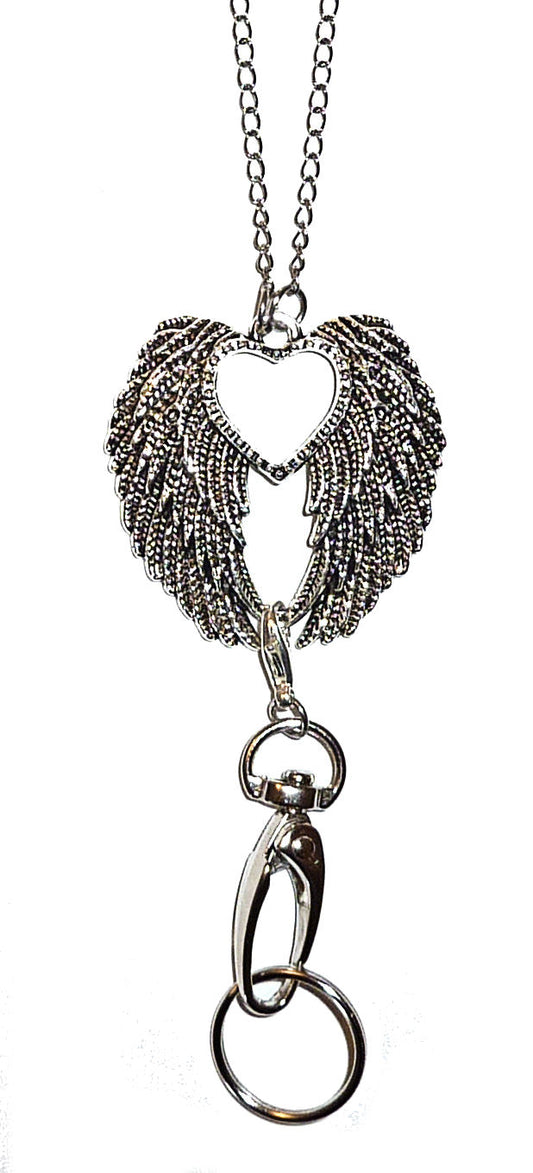 Hidden Hollow Beads Lanyard Trendy Angel Wings 34 inches Non Breakaway