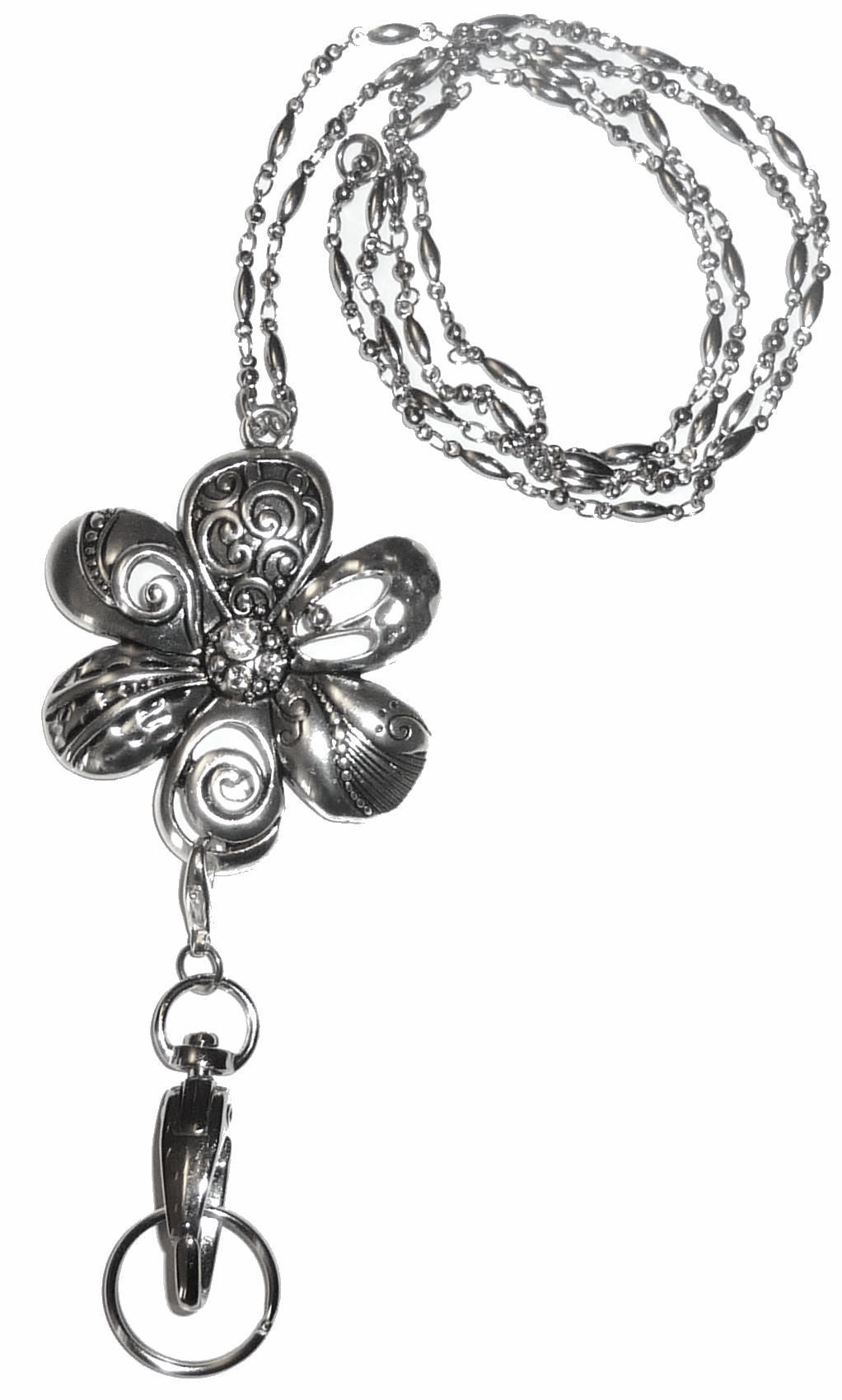 Hidden Hollow Beads Lanyard Trendy Flower 34 inches Non Breakaway