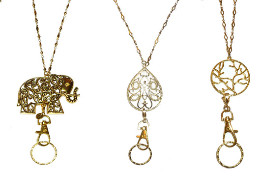 Pack of 3 of Women's Fashion Jewelry Necklace Lanyard - Gold