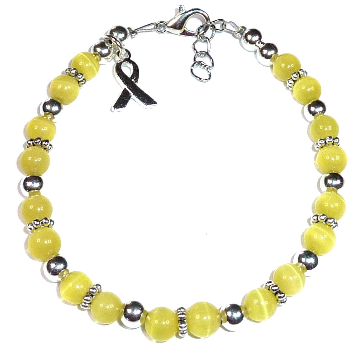 Yellow (Bladder &amp; Sarcoma) Packaged Cancer Awareness Bracelet 6mm