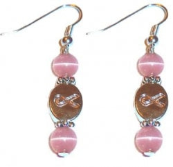 Breast Cancer Awareness Earrings, Surgical steel french wires