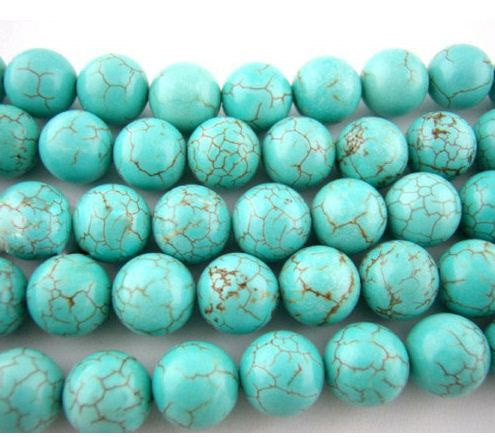 Synthetical Turquoise, Round, DarkTurquoise, 10mm, Hole: 1.5mm; about about 40pcs/strand