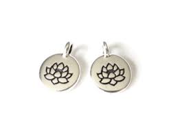 Antiqued Silver Charm- With Jump ring - Lotus Flower - 100 Count