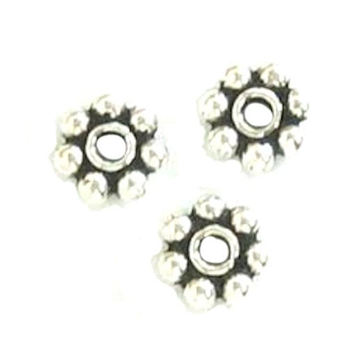 4mm Silver Plated Bali Daisy Spacer Beads pack of 5,000