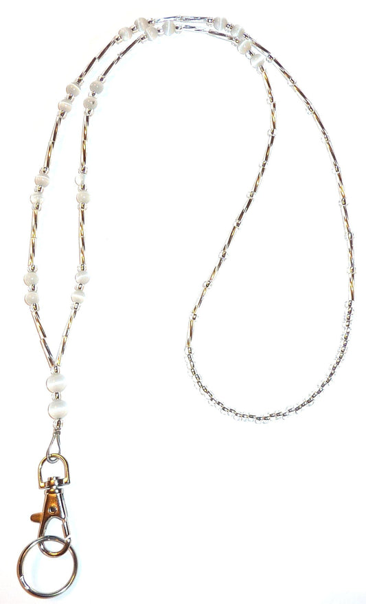 Simple White (ultra light & Slim) Fashion Lanyard 34" NON Breakaway